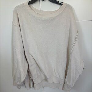 American Eagle Fuzzy Oversized Cream Sweatshirt Size Large
